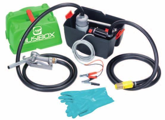 DISPENSING METERS LEVEL PIUSIBOX All the tools needed for the transferring of diesel are conveniently placed in a compact, strong, and easy to transport box; which includes hoses.