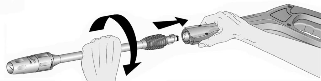 Release gun safety if locked. (Fig. 3) 4. To allow air to escape from the hose, squeeze trigger on the gun until there is a steady stream of water coming from the nozzle. 5.