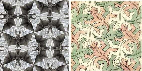Generación de teselaciones periódicas: Grupos Cristalográficos Capítulo 1 Figura 1.19: Figura de mosaicos de Escher.[Fuente1] 1.2.
