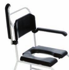 AD806 Los reposabrazos abatibles facilitan las transferencias laterales Altura respaldo: 38 cm Fondo asiento: 40 cm Puede utilizarse también como silla de inodoro directamente sobre