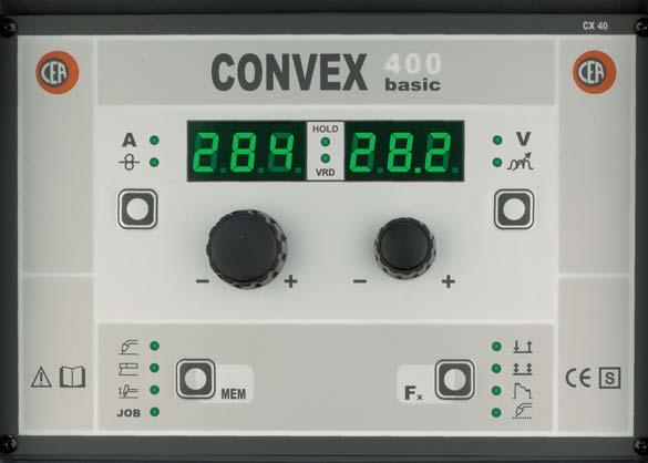 Convex Basic Generador Regulación digital de todos los parámetros de soldadura Voltímetro y Amperímetro digital con memorización del último valor y preindicación de la corriente de soldadura Display