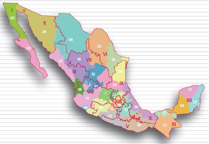 Figura 1. Regiones Hidrológicas-administrativas. Tomado de: Secretaría de Medio Ambiente y Recursos Naturales. (2016). Estadísticas del Agua en México. No.