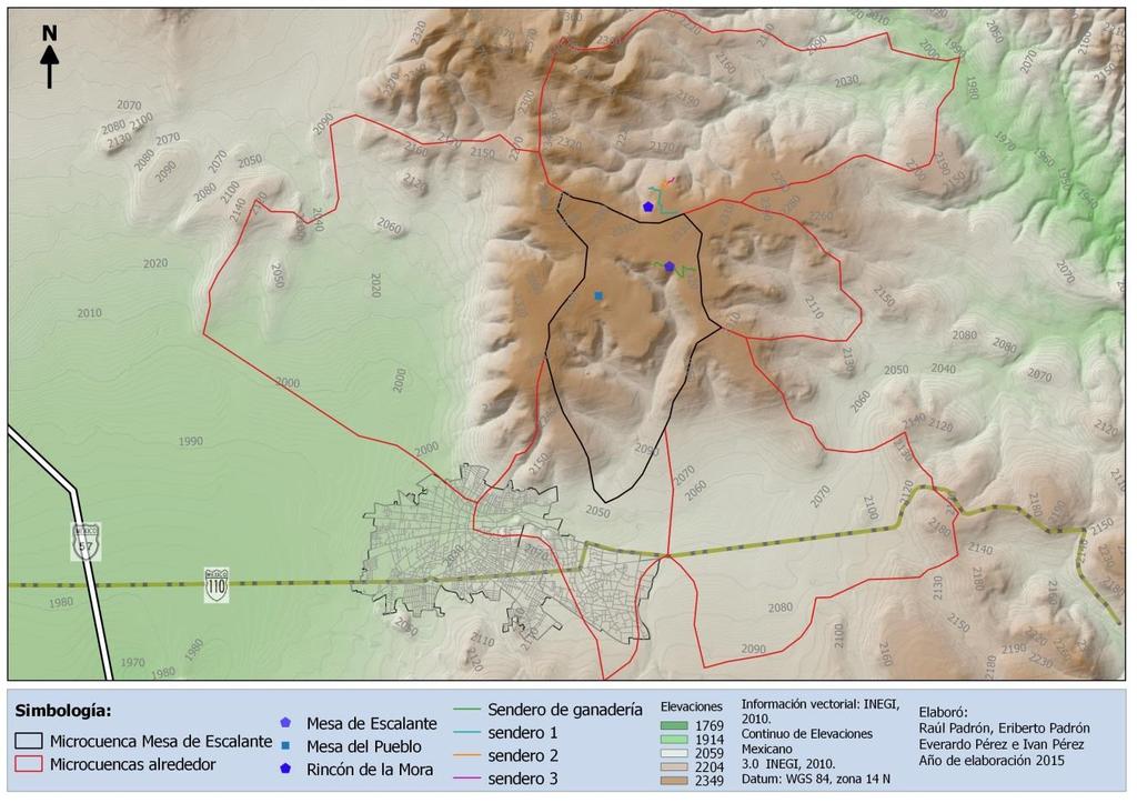 El sendero de obras de conservación se encuentra a un kilómetro hacia el norte de la comunidad Mesa de Escalante.