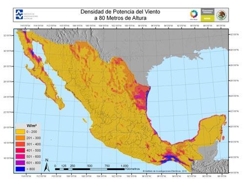 Potencial en el país por fuente Oaxaca, Tamaulipas y Baja California poseen unos de los mejores vientos a nivel internacional.