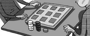 5.5 Un juego de tablero. Un juego de mesa consiste en colocar al azar nueve fichas en las nueve casillas del tablero de la figura. Cuatro de ellas son blancas, otras cuatro son negras y una es verde.