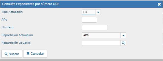 Expediente por número GDE el módulo habilita una pantalla en