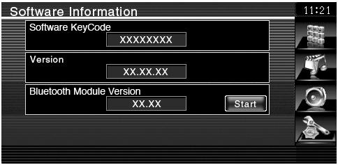 Información de software Verifica la versión de software de esta unidad. Visualizar la pantalla de información de software Toque "Setup Menu" (página 60).