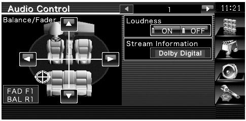 Visualizar la pantalla de control de audio Toque en la pantalla "Audio Control Menu" (página 86). Ajustar cada elemento 4 5 Toque el botón de alguna fuente en la pantalla "Source Select".