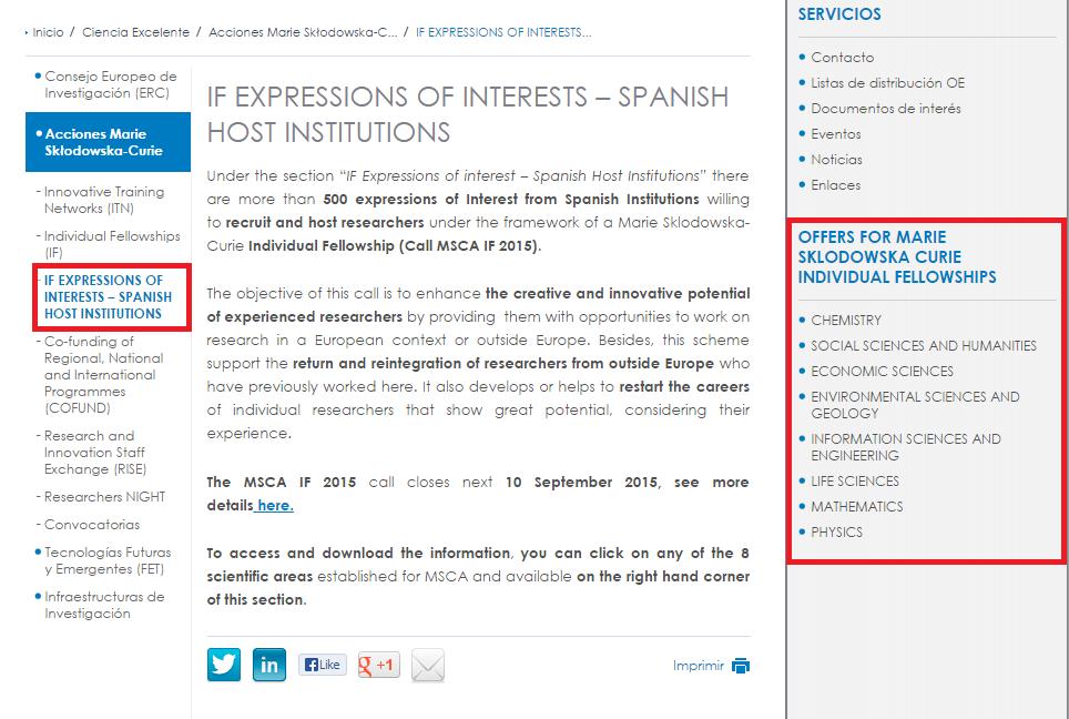 6. Información: Interesado/a en investigar en España? II. Convocatoria MSCA IF 2015 http://www.