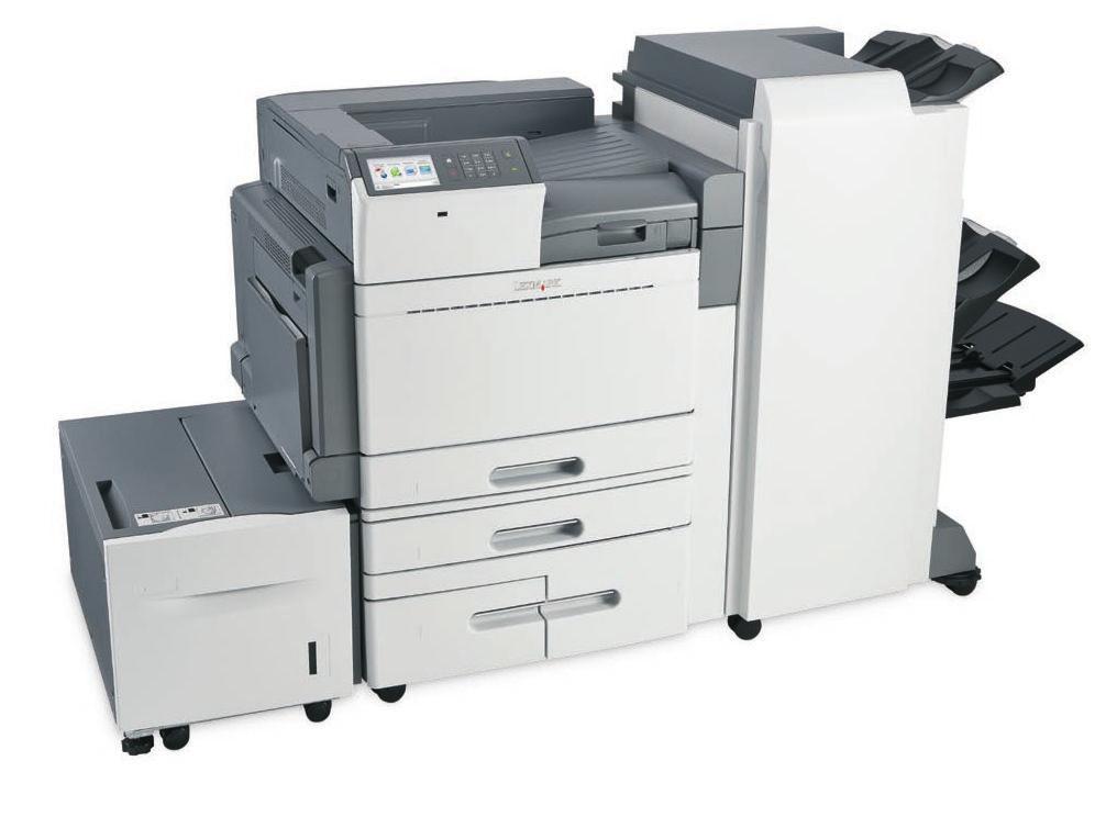6 1 2 5 4 3 Impresora color Lexmark C950de que se muestra con módulo de bandeja tándem para 2.