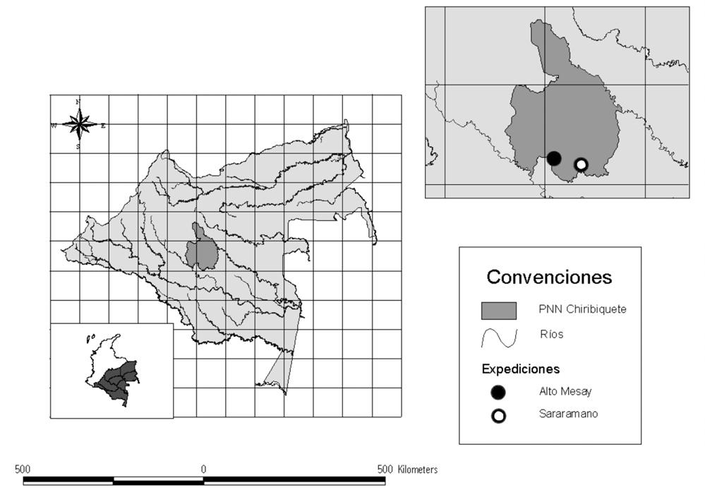52 L. A. Pulido Herrera et al. Fig.1. Mapa de los límites y los puntos de muestreo del Parque Nacional Natural Serranía de Chiribiquete, Colombia. Fig. 1.