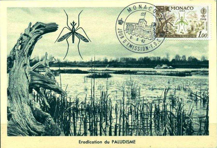 1962 Junio 6 : Eradicación de la Malaria, primer día de circulación, tarjeta máxima,