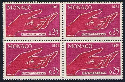 1961 Junio 3 : Respeto de la vida : Hormiga, bloque de 4 sellos (Y & T :