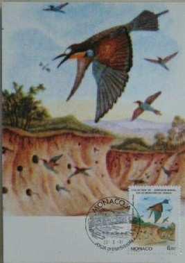 1991 Febrero 22 : Simposio Internacional sobre Aves migratorias (1 de 5 val.) (Y & T : xxx) (Scott : 1748). Aves (Merops apiaster) cazando Odonata.