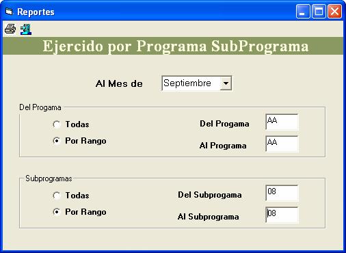 Ejercido por Programa Subprograma En esta pantalla (ver Fig.