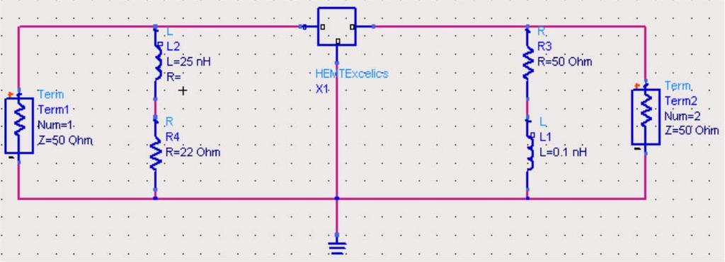 Red Estabilizadora de entrada y salida Este circuito se basa en la colocación de dos redes de una bobina en serie con una resistencia a la entrada del dispositivo amplificador (entre la puerta y la