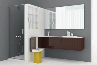 produzione di vasche, docce e lavabi in collezione. Screen reinvents the traditional partition wall in the bathroom.