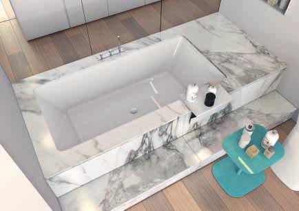 Wave large undermount bathtub made to measure with top and cladding