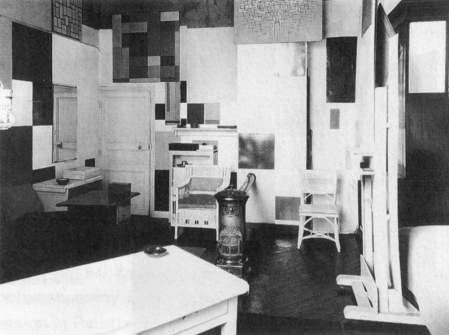 Reconstrucción del estudio de Piet Mondrian en el nº26 de la Rue Depart, Paris En octubre de 1921