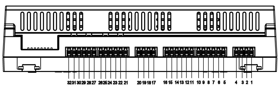 Los indicadores se definen como: Núm. Nota 15 Indicador de estado de bloqueo 16 17 18 19 Indicador de alimentación 4.1 Cableado Los puertos de cableado de n º 1 a 7 se muestran como en Figura 4 2.