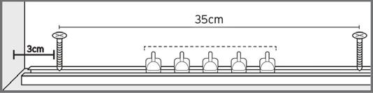 LINEAL) 5 ARPONES FIJACIÓN TIP: El primer y último tornillo deberá guardar una distancia de 3cm respecto del ángulo.