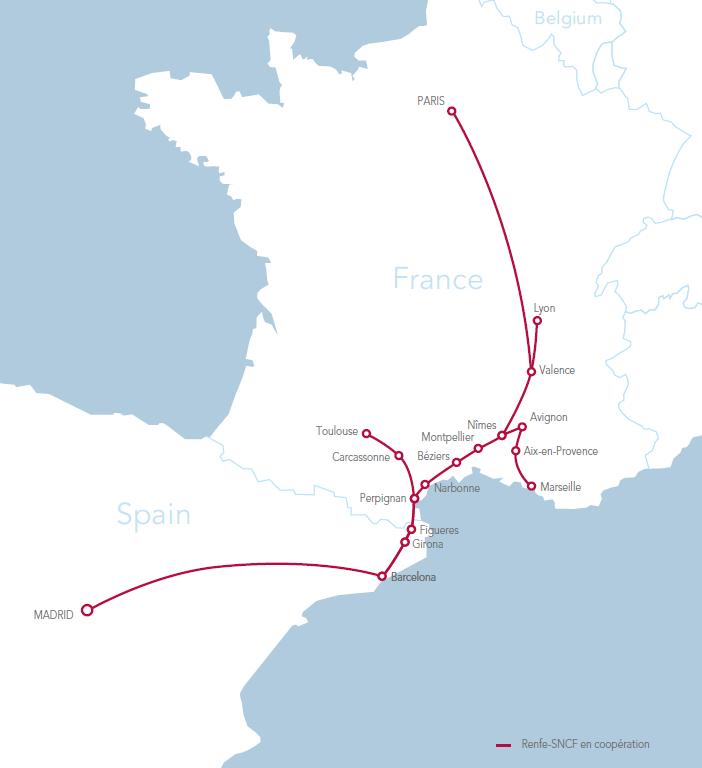 Trayecto Barcelona-París: trenes TGV Duplex Trayectos