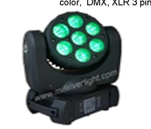 MIF710 Mini MH Proyector Wash movil con 7 LEDs de 10W 4 LEDs en 1 parábola RGBW, beam angle 195,00 25º, efecto Wash-Beam, control individual de cada led, Pan 540º-Tilt 210º, strobo 1-20 Hz, dimmer de