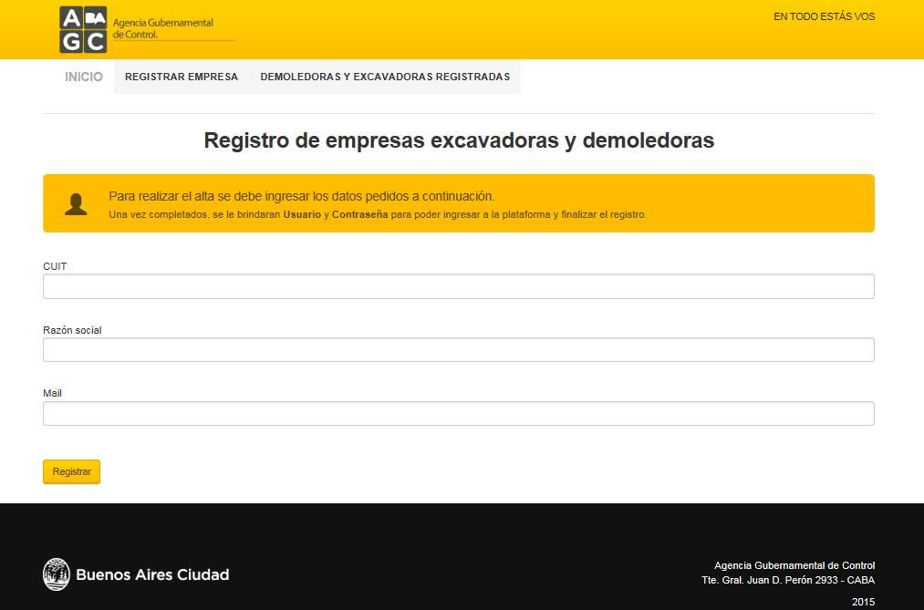Imagen n 1 Empresa no registrada inicio de registración Si la empresa no se encuentra registrada, haga clic en Registrar empresa (Ver