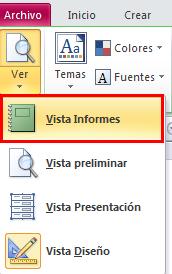 4. Fer clic al botó Ver i seleccionar Vistainformes. 5. Tancar l informe.
