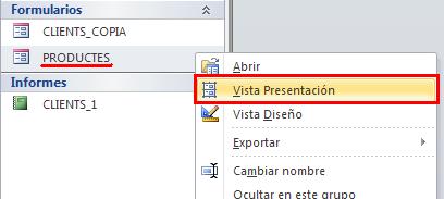 Per veure un formulari en Vista Presentació: COM FER-HO? 1. Obrir la base de dades. 2.