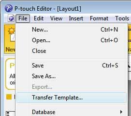 2. Transferencia de la plantilla de etiqueta a P-touch Transfer Manager 1 Cree el diseño de etiqueta que desee utilizar como plantilla con P-touch Editor 5.