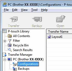 2 Seleccione el menú [File] (Archivo) - [Transfer Template...] (Transferir plantilla...) para registrar la plantilla. La plantilla de etiqueta se transfiere a P-touch Transfer Manager.