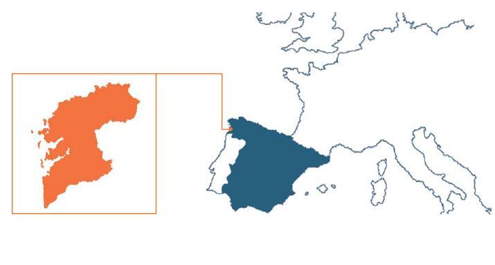 LA EURORREGIÓN: SUR DE GALICIA NORTE DE PORTUGAL Localización geográfica estratégica.