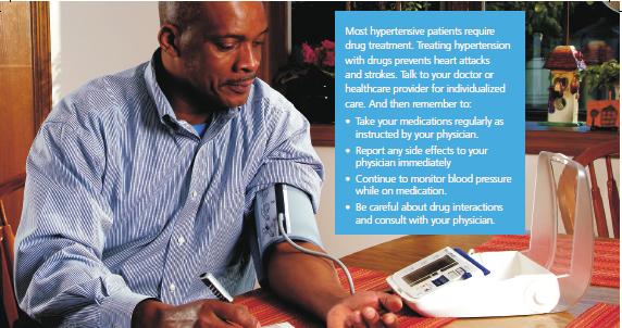 La mayoría de pacientes hipertensos requieren tratamiento con medicamentos El tratamiento de la hipertensión con fármacos previene los ataques cardiacos, los ataques cerebrovasculares y la enfermedad