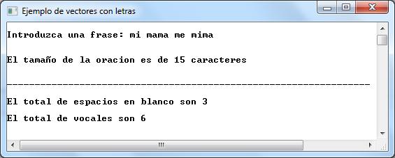 11 int i, vocales, espacios; 12 vocales = 0; 13 espacios = 0; 14 Console.Write("\nIntroduzca una frase: "); 15 nombre = Console.ReadLine(); 16 Console.WriteLine("\n"); 17 Console.