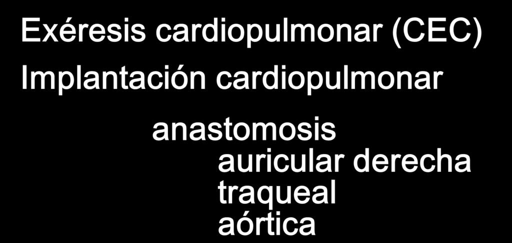 Trasplante cardiopulmonar Exéresis cardiopulmonar (CEC)