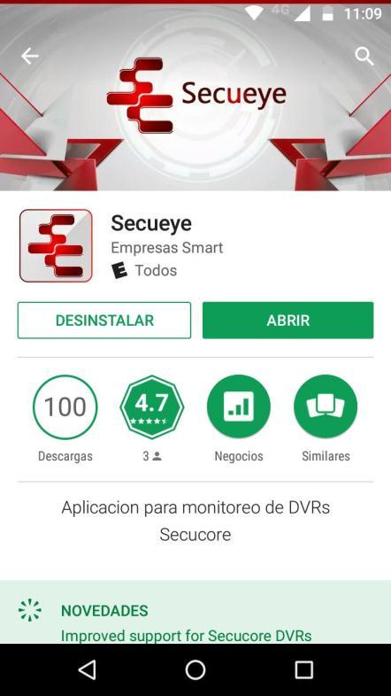 5. Monitoreo por Secueye (android) Para el monitoreo en iphone (ios) la aplicación a utilizar es xmeye