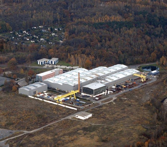 Estaciones de Producción Tenova TAKRAF cuenta con una fábrica en Lauchhammer (Alemania), en la región de Lausitz, lugar donde se inició la fabricación de los equipos de minería de superficie en
