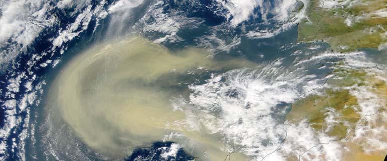 Dos escenarios donde el polvo es protagonista: una tormenta de arena procedente del Sahara y