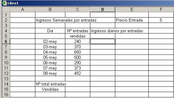 PARTE ESPECÍFICA Excel 15. En el siguiente libro de Excel, Qué expresión debe poner en D6, para que al copiar dicha expresión en el rango D7:D12 se obtengan los valores correctos?