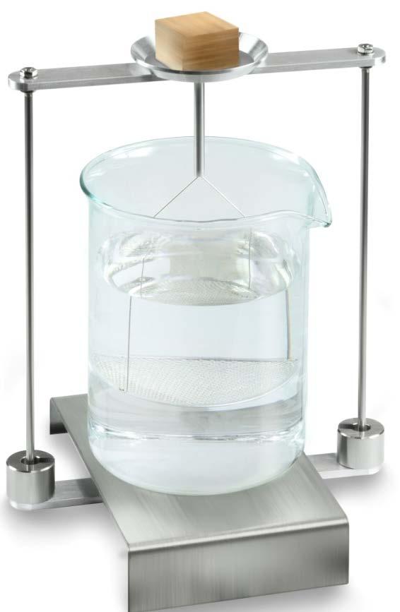 Método 2: Quitar el cestillo sumergible y colocar en el centro de la plataforma el vaso de precipitado lleno del líquido de medición.