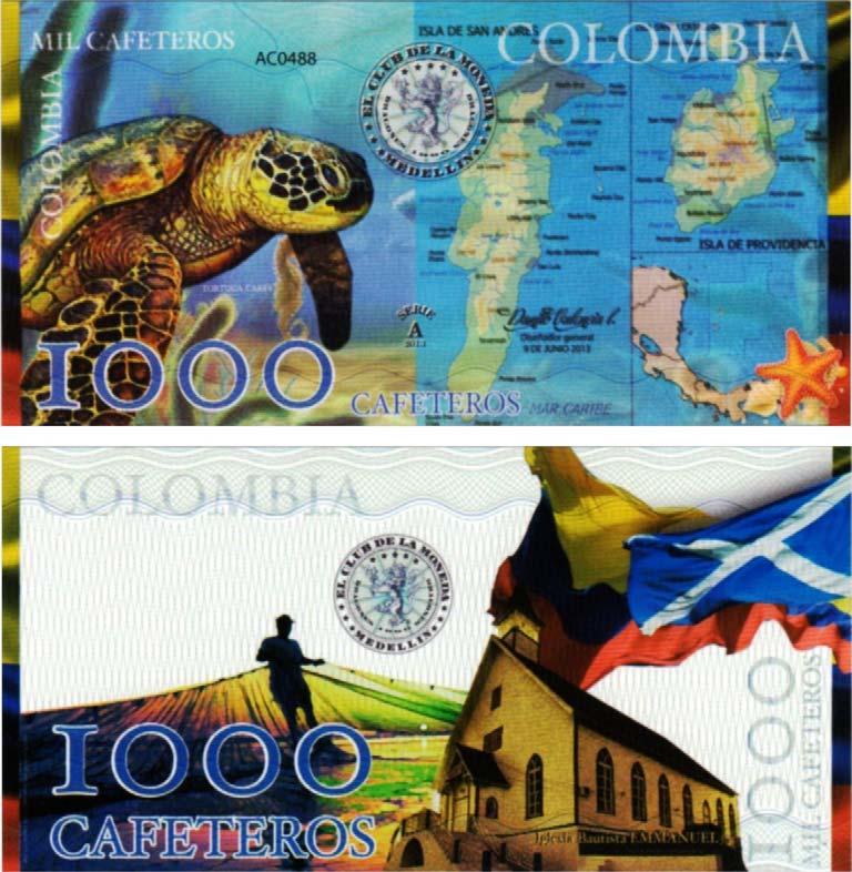 Tema Central: Billetes fantasía de Colombia Acabamos de conocer una bella serie de billetes fantasía, que le rinden homenaje a Colombia y a su más emblemático cultivo: el café.