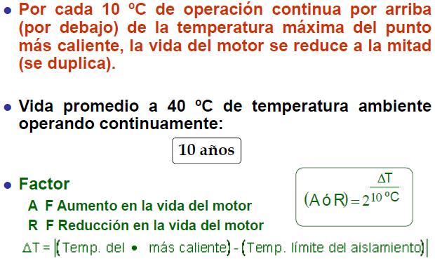 Efecto de la temperatura en la vida del motor