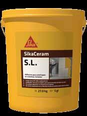 El SikaCeram SL es un producto: Semiflexible De fácil colocación gracias a su excelente manejabilidad y su alta tixotropia. Listo para su empleo, por lo que no necesita mezclarse con agua.