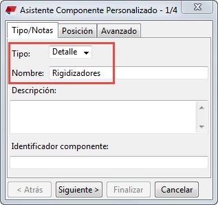 Haga clic en el botón Acceder a funciones avanzadas y seleccione Definir componente personalizado. Se abre el cuadro de diálogo Asistente Componente Personalizado. 4.