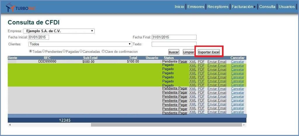 3.4.6. Exportar a Excel Esta opción le permite exportar a su equipo la tabla de comprobantes que visualiza en pantalla.