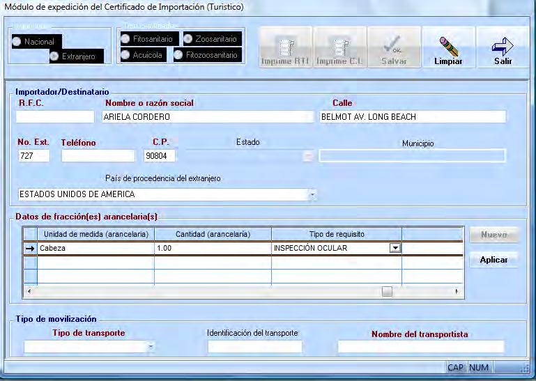 Dirección General de Inspección Fitozoosanitaria Página: 48 Guía Específica para la impresión y validación del certificado para importación. Clave: GI-IF-PF-05 Fecha:21/12/2010 Revisión: 01 I.
