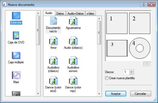 Ventana Nuevo documento 4 Ventana Nuevo documento Al iniciar Nero CoverDesigner, la ventana Nuevo documento se abre de forma automática con la pantalla principal.