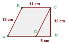 Calcular el área del siguiente polígono: Sabiendo que AB = DC; AD = BC (Romboide) Calculo de