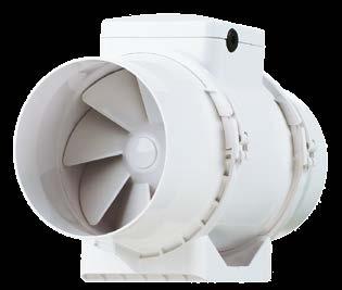 Ventilación individual simple flujo Ventiladores de conducto IN LINE Ventajas Muy silenciosos: baja nivel de ruido radiado, desde 23 db(a)*. Rendimientos aeráulicos optimizados.